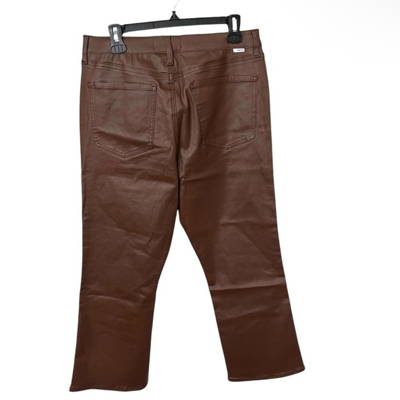 Daze Pants Size 32 Brown Faux Leather High Waist Crop Flare - Picture 5 of 11